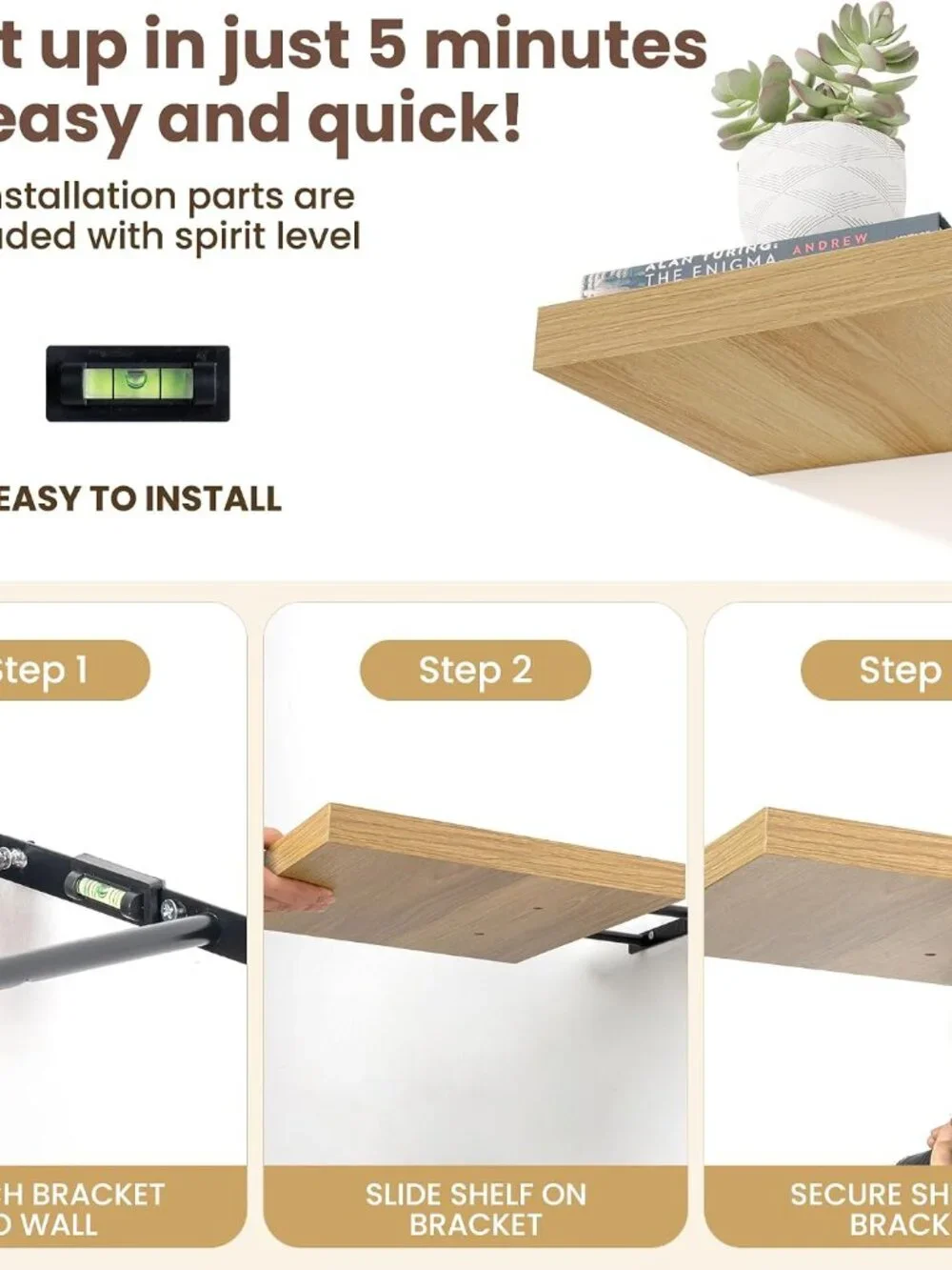 Floating Shelves 12 Inch Square With Invisible Brackets Small Wall Shelf 4 PCS F